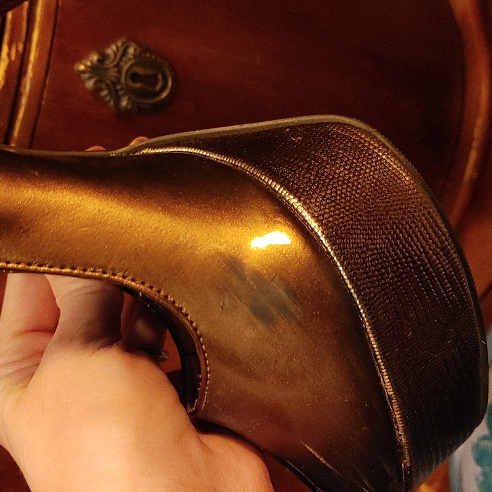 Bronze Platform Heels - Picture 4 of 5